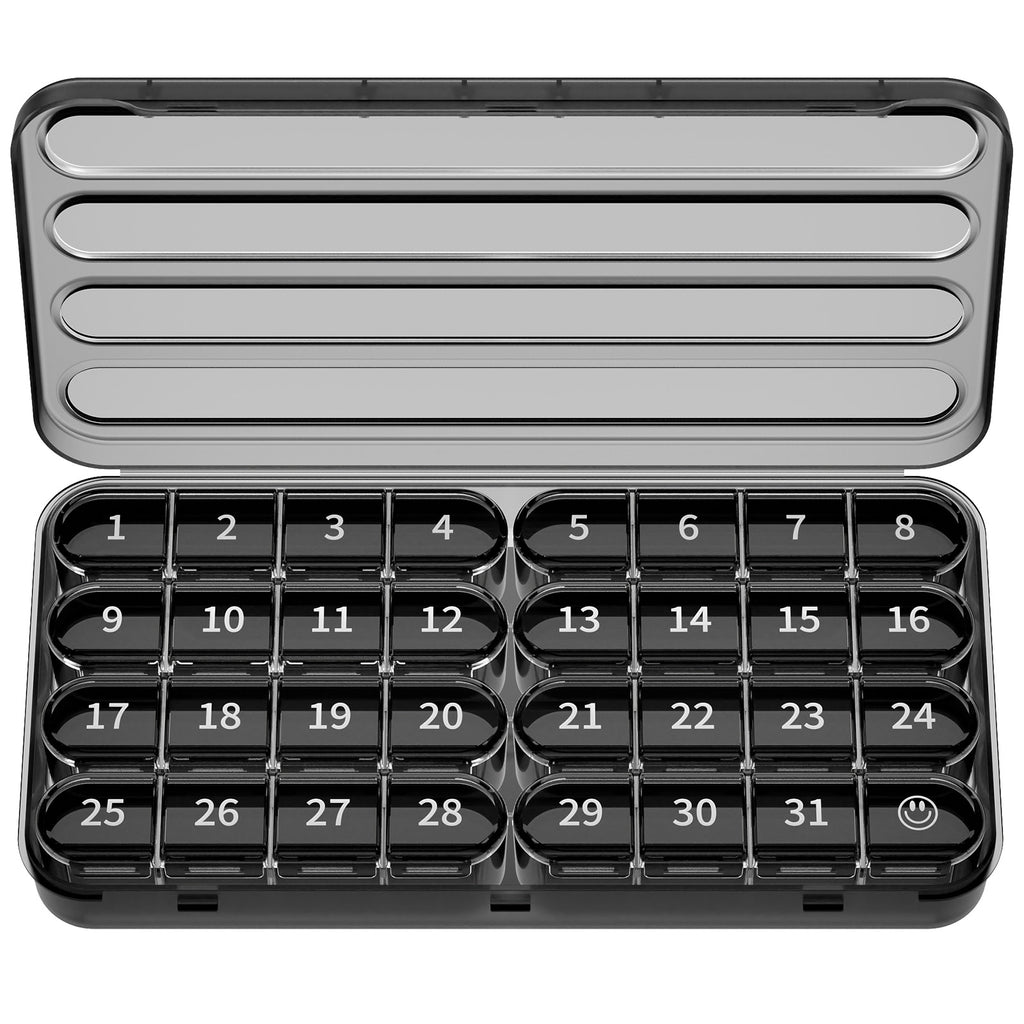 Zoksi Monthly Pill Organizer 1 Time a Day, 30 Day Pill Box Organizer Once a Day, One Month Large Pill Case for Travel, 31 Day Daily Medcine Container for Vitamins, Supplement & Medication