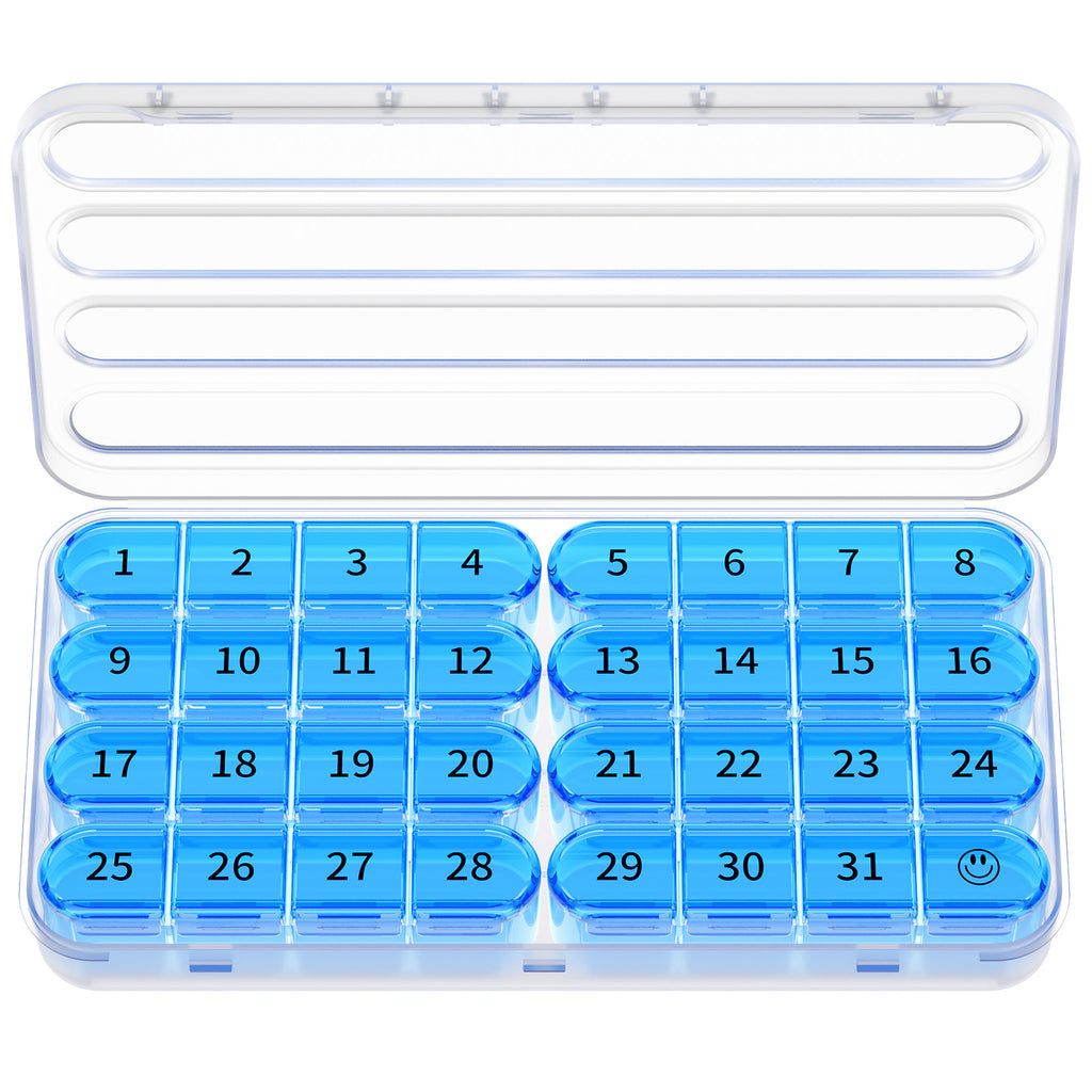 Zoksi Monthly Pill Organizer 1 Time a Day, 30 Day Pill Box Organizer Once a Day, One Month Large Pill Case for Travel, 31 Day Daily Medcine Container for Vitamins, Supplement & Medication
