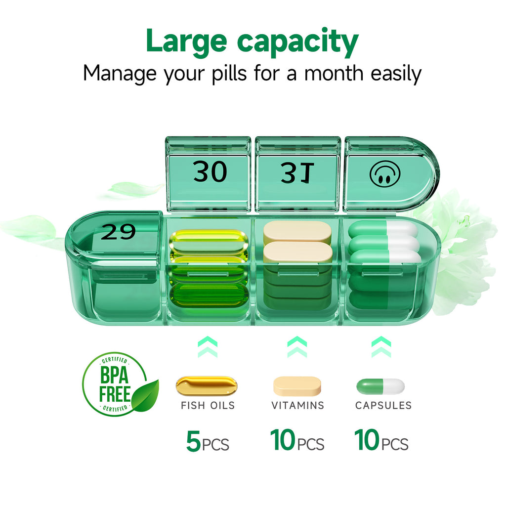 Zoksi Monthly Pill Organizer 1 Time a Day, 30 Day Pill Box Organizer Once a Day, One Month Large Pill Case for Travel, 31 Day Daily Medcine Container for Vitamins, Supplement & Medication