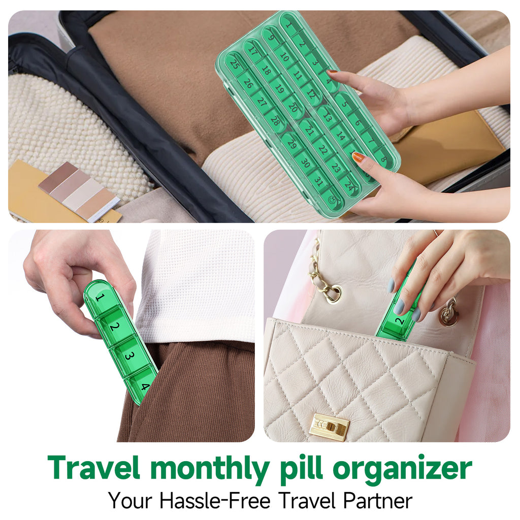 Zoksi Monthly Pill Organizer 1 Time a Day, 30 Day Pill Box Organizer Once a Day, One Month Large Pill Case for Travel, 31 Day Daily Medcine Container for Vitamins, Supplement & Medication