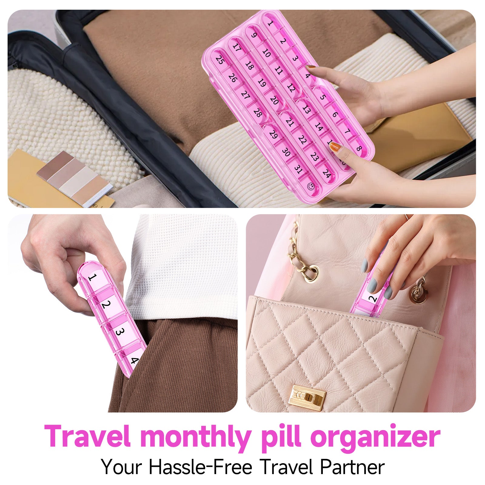 Zoksi Monthly Pill Organizer 1 Time a Day, 30 Day Pill Box Organizer Once a Day, One Month Large Pill Case for Travel, 31 Day Daily Medcine Container for Vitamins, Supplement & Medication