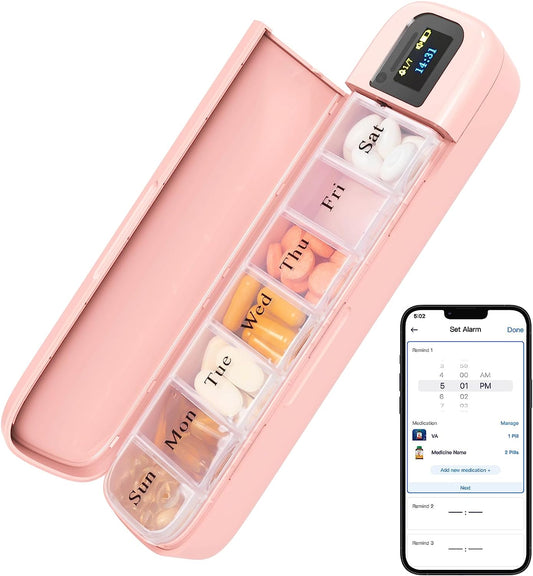 Weekly Bluetooth Electronic Pill Case 1 Time a Day for Travel