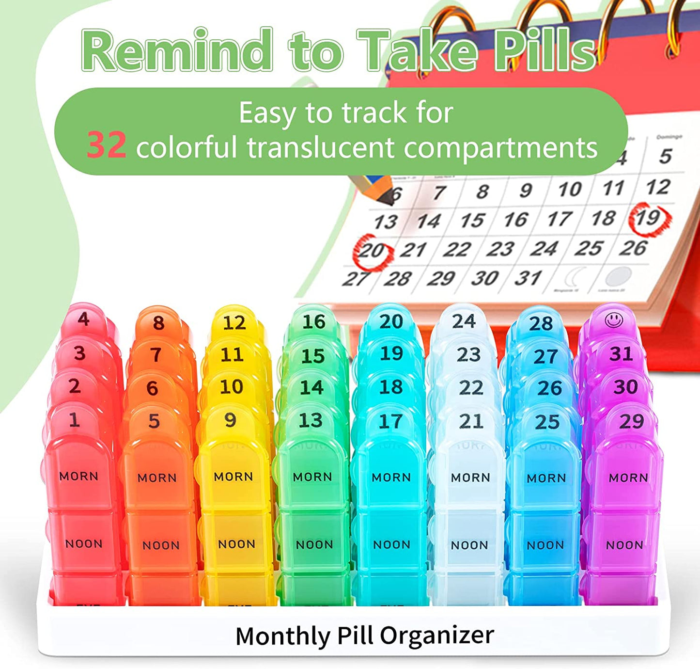 Monthly Pill Organizer 3 Times a Day