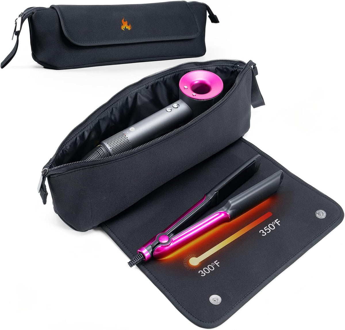 AllFitCase Hair Tools Travel Bag with Heat Resistant Mat - Hair Tool Organizer Case for Curling Iron, Straightener, Flat Iron & Hair Dryer Storage Pouch, Large Capacity Design Women Travel Essentials