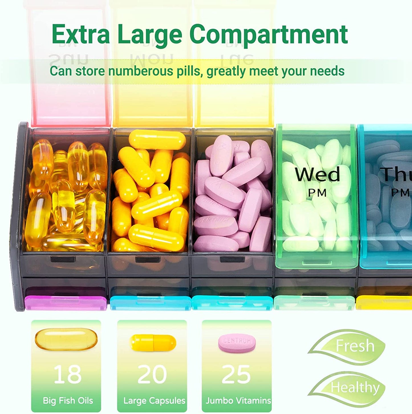 Extra Large Weekly Pill Organizer  (Double-Sided)