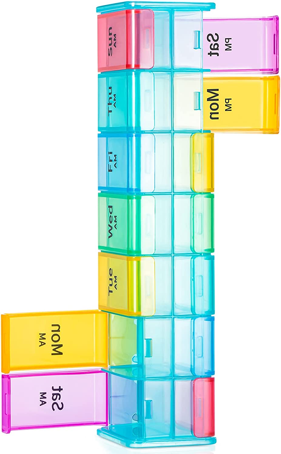 Extra Large Pill Organizer 2 Rows 14 Grids Weekly Pill Box